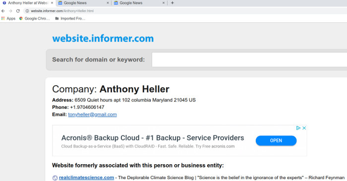Tony Heller's website registration