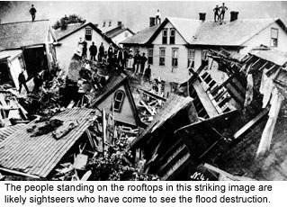 Rooftops after the Johnstown Flood.